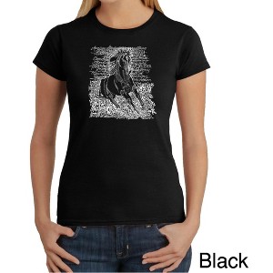 LA Pop Art Women's Word Art T-Shirt - POPULAR HORSE BREEDS - 1 of 4