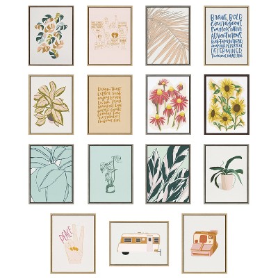 Abstract Canvas Print Set in Natural Frame, 23x33