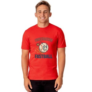 American Baseball T-Shirt Men's Firecracker Fastball USA Tee - 1 of 4