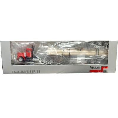 Peterbilt Super B Log Truck and Trailer Red with Log Accessories 1/87 (HO) Scale Plastic Model by Promotex