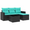 vidaXL 5 Piece Patio Sofa Set with Cushions Black Poly Rattan - 2 of 3