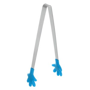 Unique Bargains Stainless Steel Silicone Tips Hand Shape Kitchen Cooking Food Tongs - 1 of 4