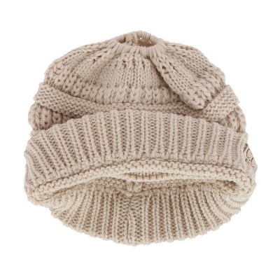C.C Girl's One Size (2-5) Pony Tail Solid Cable Knit Winter Beanie - image 2
