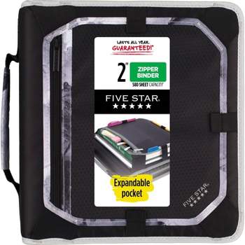 Five Star 2" Sewn Zipper Binder with Expansion Panel Black/Gray