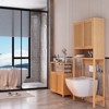 KWPZQEB 32.09" Large Capacity Bamboo Storage Cabinet, Freestanding Cabinet, Kitchen Cupboard, Sofa Side Table with Shutter Door & Open Shelf - 2 of 4