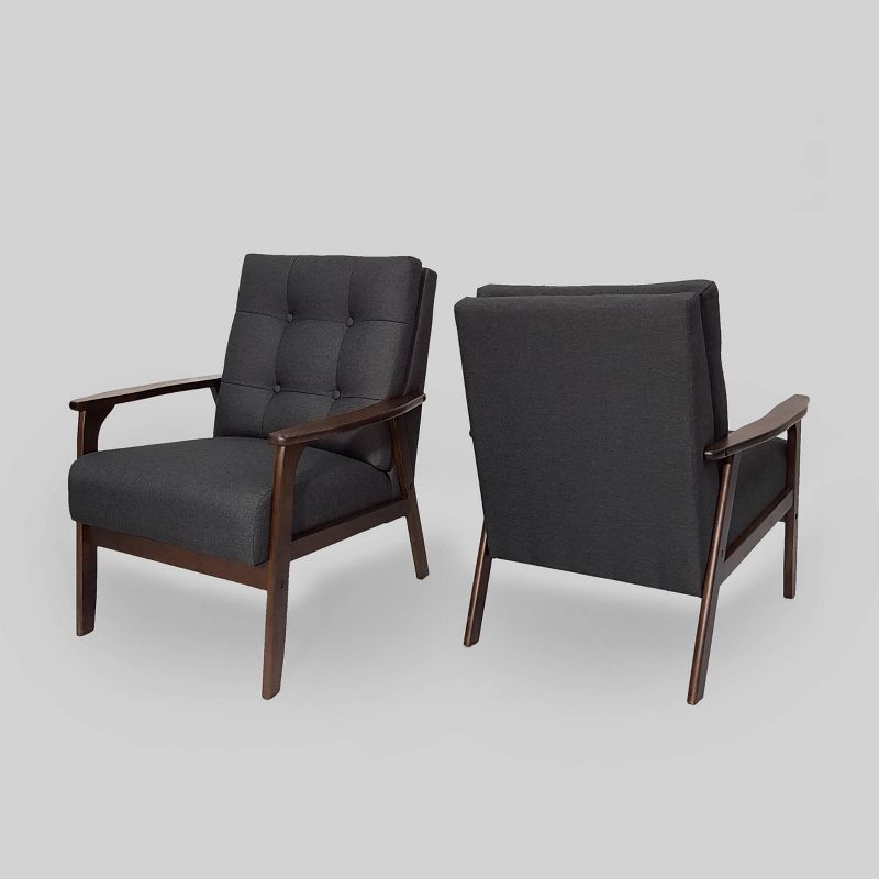 Set of 2 Duluth Mid-Century Armchairs Black - Christopher Knight Home, 1 of 7