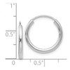 Black Bow Jewelry 2mm x 18mm 14k White Gold Polished Round Endless Hoop Earrings - 4 of 4
