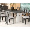 7 PCS Space-Saving Design Dining Set, Dining Table with Trestle Base, Mermaid-Back Chairs with Rubber Wood Frame and Cushion-Coolbibila - 3 of 4