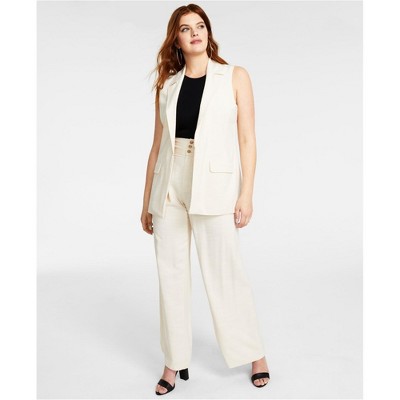 bar III Womens High Rise Pleated Casual Wide Leg Pants