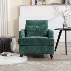 PAGED Single Sofa Chenille Upholstered Sofa Wood Frame Armchair with Thick Cushion for Living Room, Home Office - 1 of 4