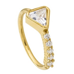 Jewelry Avalanche 14K Gold Bezel Set Triangle CZ 20G Nose Hoop – 8mm Twist Open Nose Ring, Half-eternity - 1 of 4