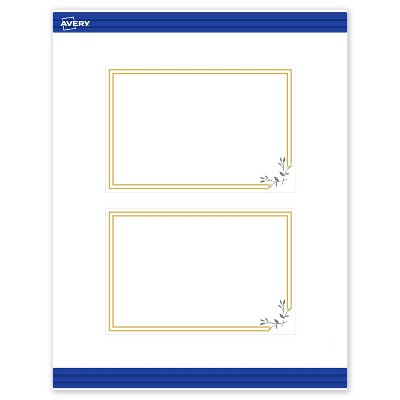 Avery 4" x 6" Cards, Gold Double Border with Florals, 20 ct