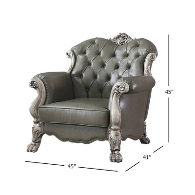 Dresden 45" Vintage Bone White PU Tufted Chair