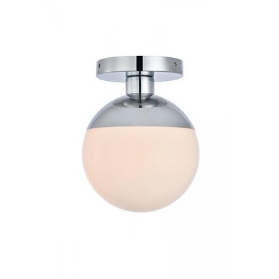 Elegant Lighting Eclipse 1 Light Chrome Flush Mount With Frosted White Glass