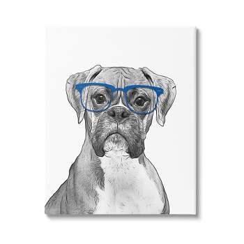Stupell Industries Fun Boxer Dog Wearing Glasses Canvas Wall Art