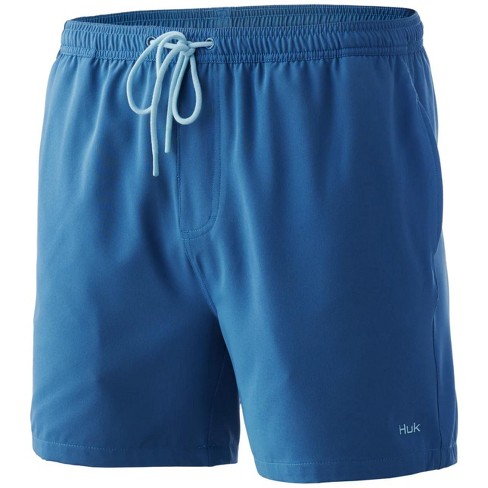 HUK Men's Pursuit Volley Bathing Suit Swim Shorts - TITANIUM BLUE - XL