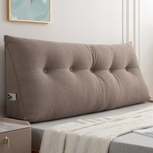 Bekrvio Multiple Sizes Headboard Pillow Wedge Reading Support Backrest Cushion with Pocket & Removable Cover for Bed Sofa Daybed - 1 of 4