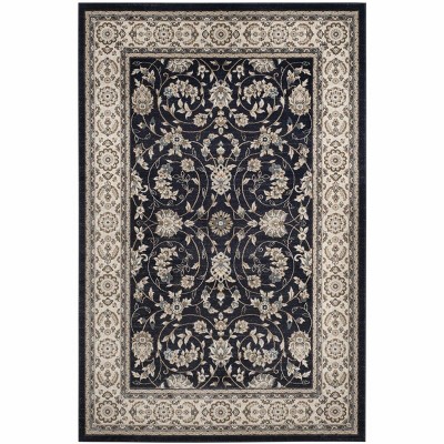 Anthracite and Cream Floral Synthetic 8' x 10' Area Rug