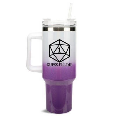 100 North Guess I'll Die Nat 20 Dice Role Playing Game Wrap-Around 40 Oz. Stainless Steel Water Bottle Coffee Mug, Spill & Leak Resistant, Travel