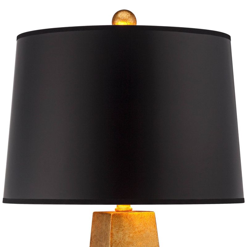 Possini Euro Design Obelisk Modern Table Lamp with Clear Square Riser 27 1/2" Tall Gold Leaf Black Paper Drum Shade for Bedroom Living Room Bedside, 3 of 9
