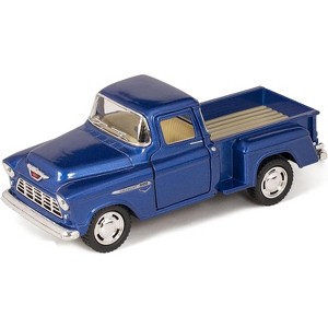 KiNSMART 1955 Chevrolet Stepside Pickup Truck 5 Inch 1:32 Scale Die Cast Metal Little Blue Truck - 1 of 2