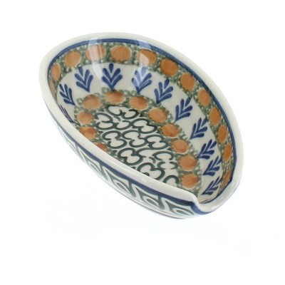 Blue Rose Polish Pottery Herb Garden Small Spoon Rest