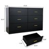 CAVINAS 6 Drawers Dresser for Bedroom,Modern Dresser with Golden Handles for Kids Room,Living Room,Entry and Hallway,White/Black - 3 of 4