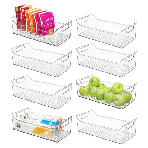 Mdesign Slim Plastic Kitchen Pantry Cabinet Storage Organizer Bin, 8 ...