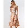 Allegra K Women's Regular Fit V Neck Lace Insert Waist Midi Floral Sundresses - 3 of 4