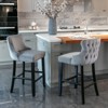 Okak Leisure Style Velvet Upholstered Wing Back Bar Stools Dining Chairs Set of 2, Button Tufted with Wood Legs & Chrome Nailhead Trim - 3 of 4