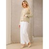 INSPIRE CHIC Women's Button Down Crew Neck Contrast Trim Long Sleeve Knit Ribbed Jacket - 3 of 4
