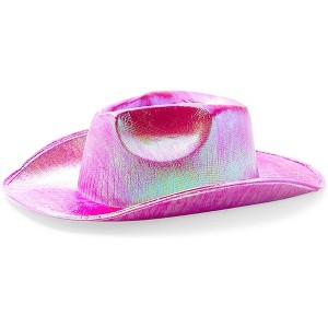 Zodaca Hot Pink Holographic Metallic Space Cowboy Hat Party Favors Halloween Costume - 1 of 4