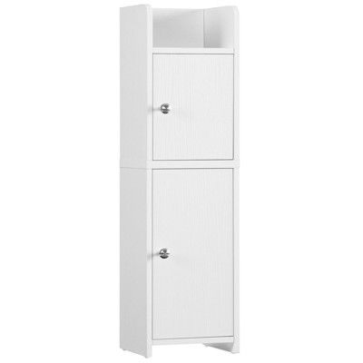 USIKEY Bathroom Storage Cabinet, Narrow Cabinet with Doors and Adjustable Shelves, Corner Bathroom Cabinet, Bathroom Storage for Small Spaces
