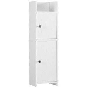 USIKEY Bathroom Storage Cabinet, Narrow Cabinet with Doors and Adjustable Shelves, Corner Bathroom Cabinet, Bathroom Storage for Small Spaces - 1 of 4