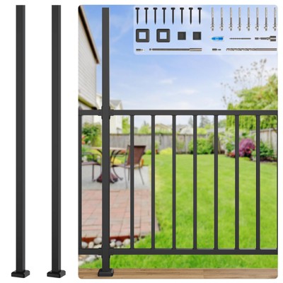 Galvanized Steel Corner Metal Fence Post with Flange and Post Cap (2 pack)