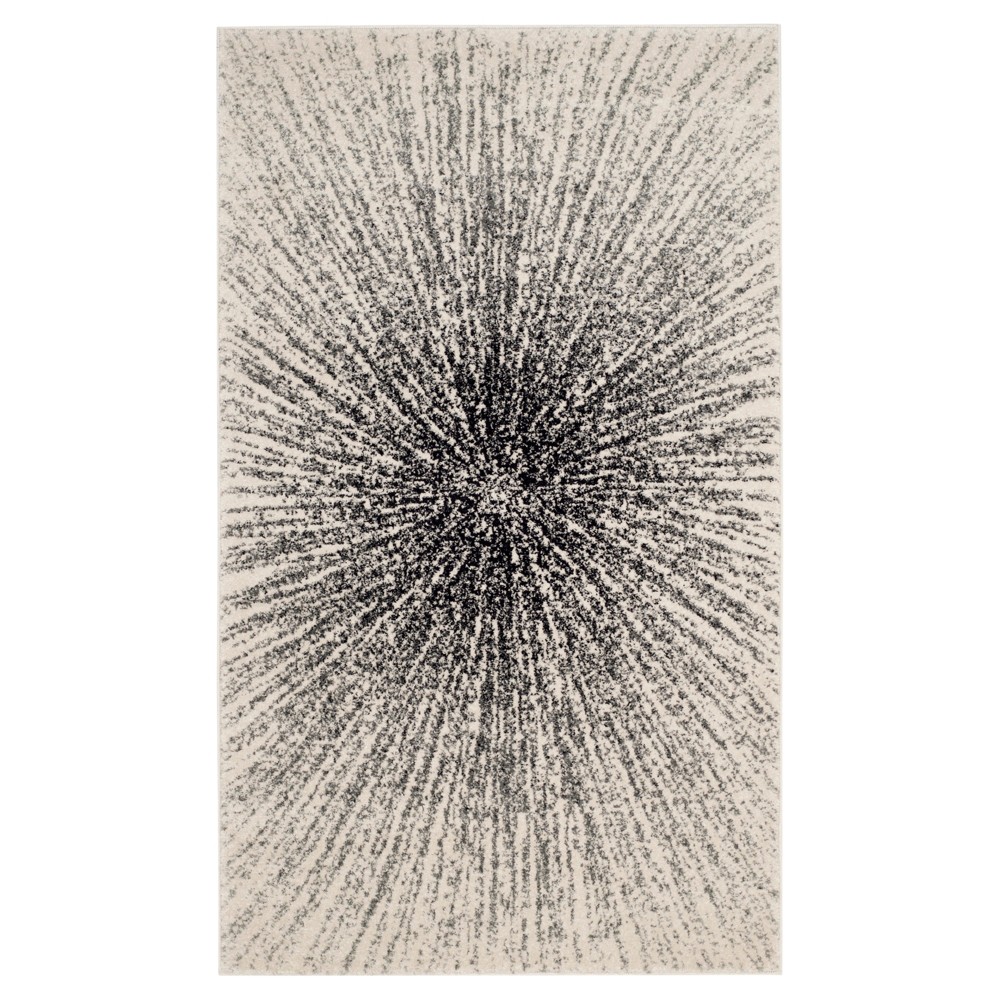 3'x5' Marcell Burst Area Rug Black/Ivory - Safavieh