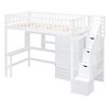 TIRAMISUBEST Twin/Full Size Loft Bed with Buli-in Desk, Wardrobe and Bookshelf, Solid Wood Loft Bedframe with Storage Staircase and Shelves - 4 of 4