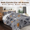 Hachikiko Halloween Quilt Set, All-Season Soft Breathable Bedspread Coverlet with 2 Pillowcases, Spooky Ghost Pumpkin Bat Pattern Bedding Set - 2 of 4
