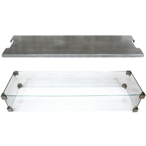 Elementi Granville 2Pc Fire Pit Accessories Set – Includes Glass Wind Screen & Stainless Steel Lid - 1 of 4