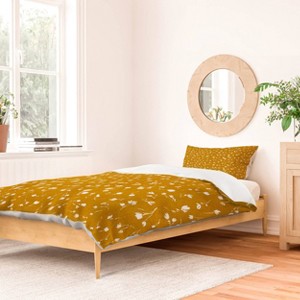 Schatzi Brown Libby Floral Marigold Duvet Cover Set Yellow - Deny Designs - 1 of 4