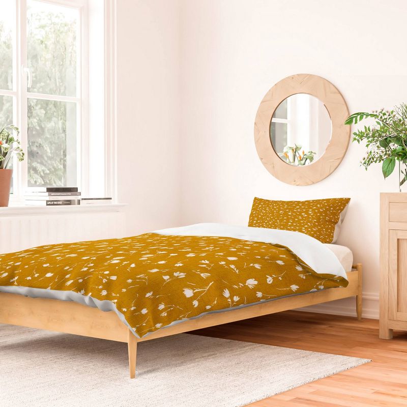 Schatzi Brown Libby Floral Marigold Duvet Cover Set Yellow - Deny Designs, 3 of 6