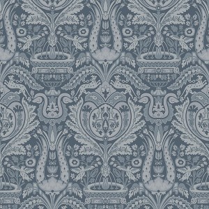 Laura Ashley Heraldic Damask Dusky Seaspray Wallpaper - 1 of 4