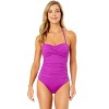 Women's Live In Color Twist Front Shirred One Piece Swimsuit - 2 of 4