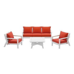 WestinTrends Avalon Outdoor 6-Piece Modular Sectional Patio Furniture Sofa Set, White/Orange - 1 of 4