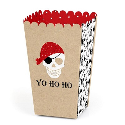 Big Dot of Happiness Beware of Pirates - Pirate Birthday Party Favor Popcorn Treat Boxes - Set of 12