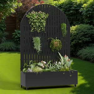 72-in H x 47-in L x 16-in W Black Metal Planter with Trellis ( Fences ) - 1 of 4