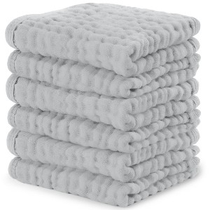 Baby Washcloths Muslin Cotton, Large 10”x10” by Comfy Cubs - 1 of 4
