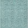 Teal Blue And Aqua Floral Washable Indoor Outdoor Area Rug - 4 of 4