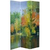 6" Double Sided Nature's Embrace Canvas Room Divider Green - Oriental Furniture: Adjustable 3-Panel, Spruce Wood Frame, No Assembly Required - 3 of 4