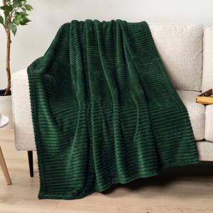 PAVILIA Super Soft Fleece Flannel Ribbed Striped Throw Blanket, Luxury Fuzzy Plush Warm Cozy for Sofa Couch Bed - 1 of 4